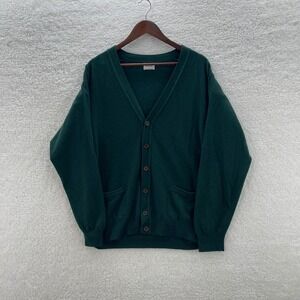 Vintage United Colors of Benetton Cardigan Mens L Green Lambswool Italy Preppy